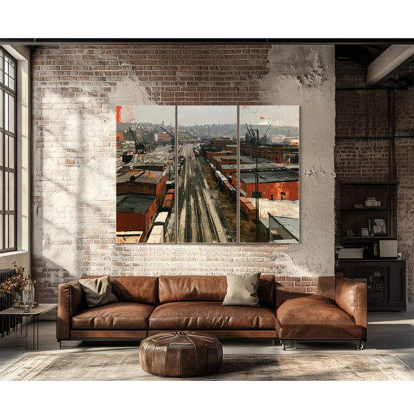 Industrial Rail Yard Overcast Urban Scene by Bella Frye