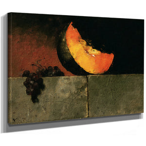Melon Slice And Grapes On Stone Ledge by Bella Frye