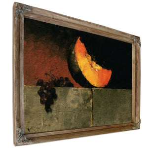 Melon Slice And Grapes On Stone Ledge by Bella Frye