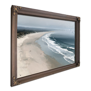 Misty Beach Shoreline With Rolling Waves by Bella Frye