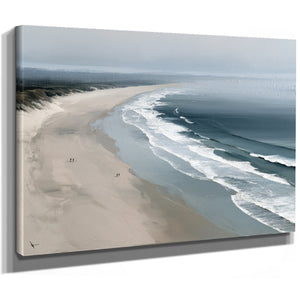 Misty Beach Shoreline With Rolling Waves by Bella Frye