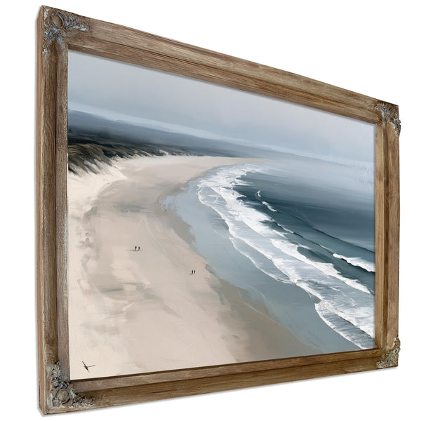 Misty Beach Shoreline With Rolling Waves by Bella Frye