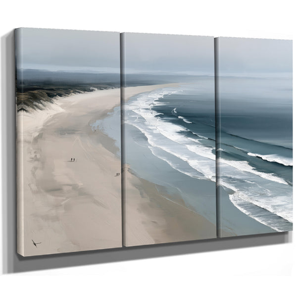 Misty Beach Shoreline With Rolling Waves by Bella Frye
