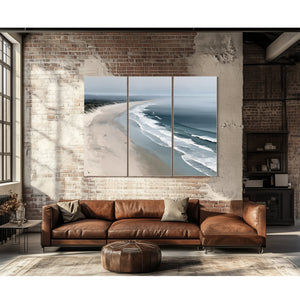 Misty Beach Shoreline With Rolling Waves by Bella Frye