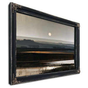 Misty Farmland Under A Low Winter Moon by Bella Frye