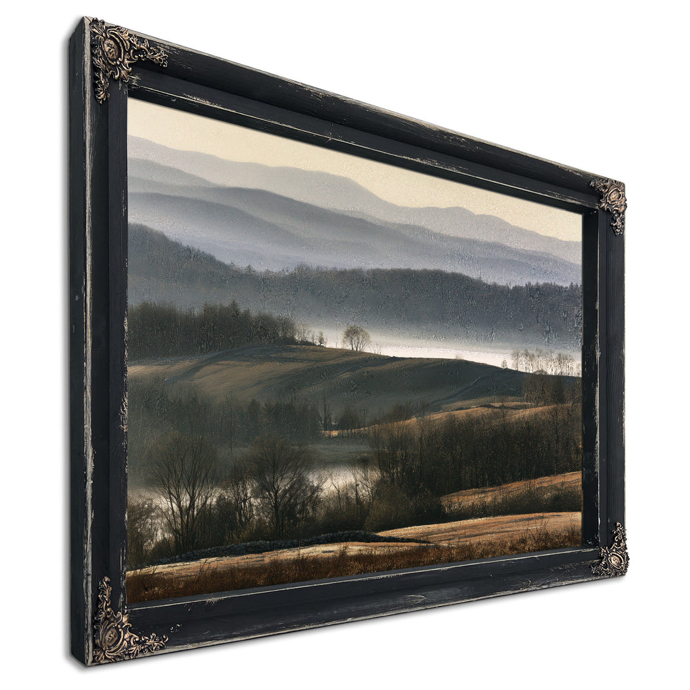 Misty Rolling Hills And Bare Winter Trees by Bella Frye