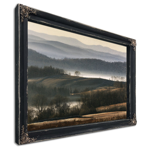 Misty Rolling Hills And Bare Winter Trees by Bella Frye