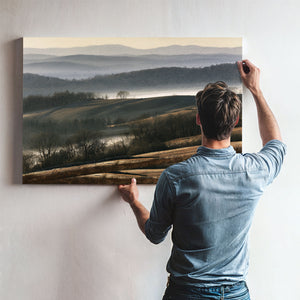 Misty Rolling Hills And Bare Winter Trees by Bella Frye