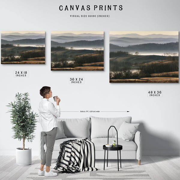 Misty Rolling Hills And Bare Winter Trees by Bella Frye