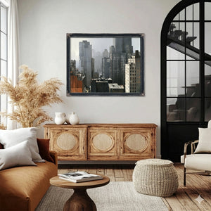 Misty Urban Skyline Dense City Buildings by Bella Frye