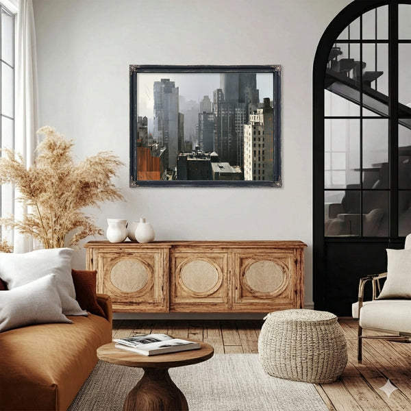 Misty Urban Skyline Dense City Buildings by Bella Frye