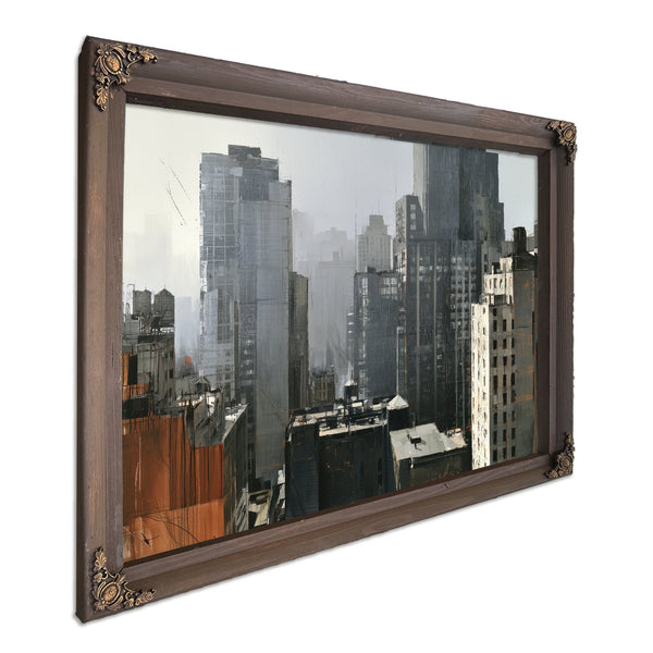 Misty Urban Skyline Dense City Buildings by Bella Frye