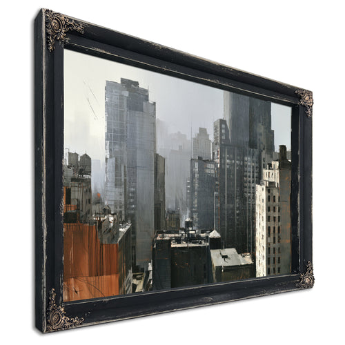 Misty Urban Skyline Dense City Buildings by Bella Frye