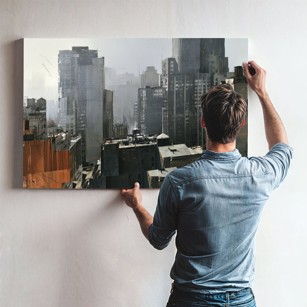 Misty Urban Skyline Dense City Buildings by Bella Frye