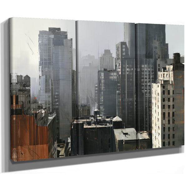 Misty Urban Skyline Dense City Buildings by Bella Frye