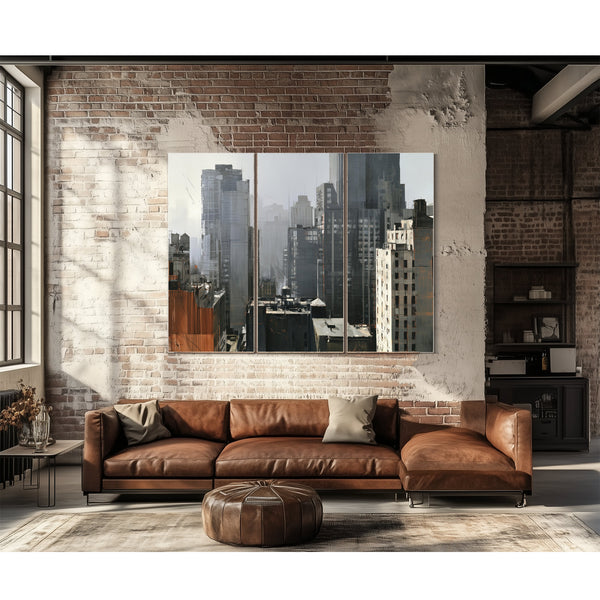 Misty Urban Skyline Dense City Buildings by Bella Frye