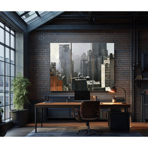 Misty Urban Skyline Dense City Buildings by Bella Frye