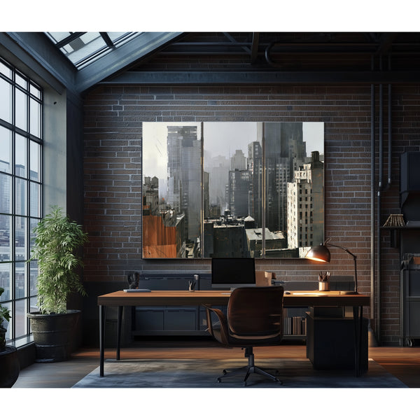 Misty Urban Skyline Dense City Buildings by Bella Frye
