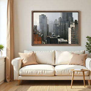 Misty Urban Skyline Gray City Buildings by Bella Frye