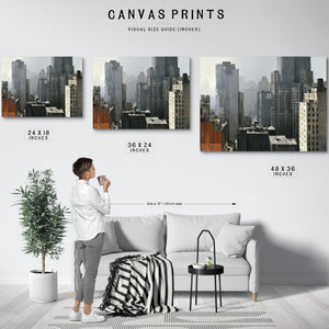 Misty Urban Skyline Gray City Buildings by Bella Frye