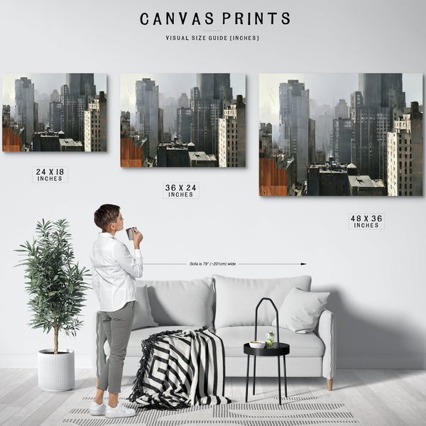 Misty Urban Skyline Gray City Buildings by Bella Frye