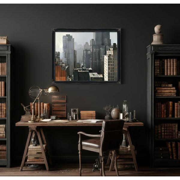 Misty Urban Skyline Gray City Buildings by Bella Frye