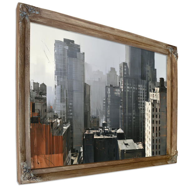 Misty Urban Skyline Gray City Buildings by Bella Frye