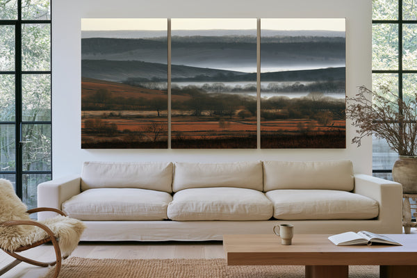 Misty Winter Fields And Rolling Hills by Bella Frye