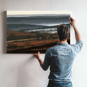 Misty Winter Fields And Rolling Hills by Bella Frye