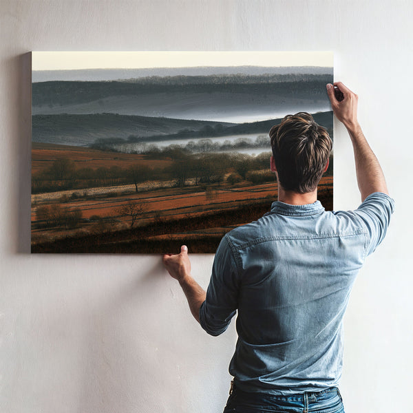 Misty Winter Fields And Rolling Hills by Bella Frye