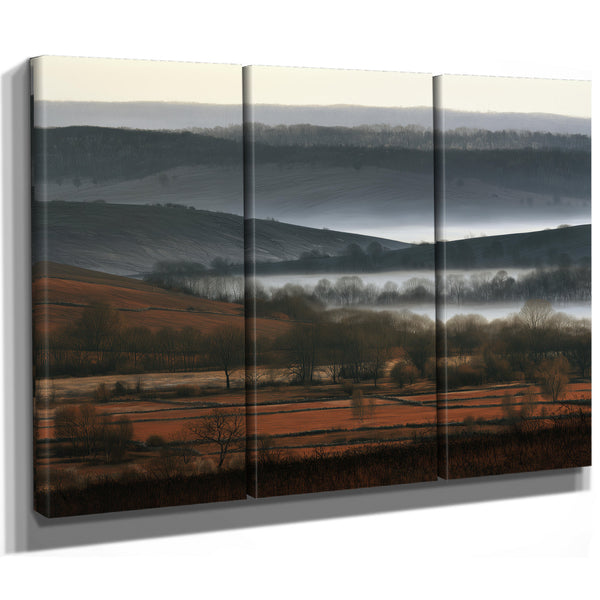 Misty Winter Fields And Rolling Hills by Bella Frye