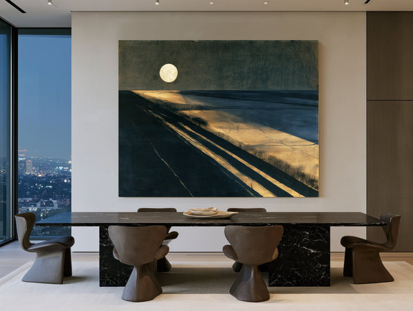 Moonlit Beach With Long Diagonal Shadows by Bella Frye