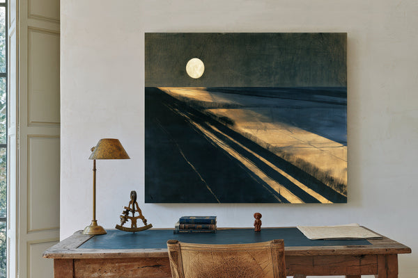 Moonlit Beach With Long Diagonal Shadows by Bella Frye