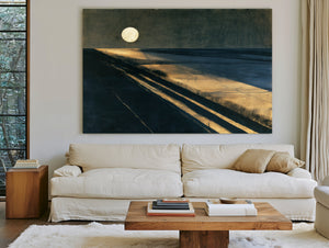 Moonlit Beach With Long Diagonal Shadows by Bella Frye