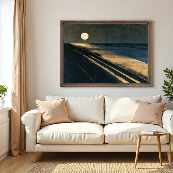 Moonlit Beach With Long Diagonal Shadows by Bella Frye