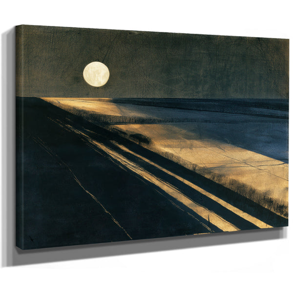 Moonlit Beach With Long Diagonal Shadows by Bella Frye