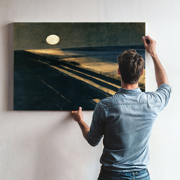 Moonlit Beach With Long Diagonal Shadows by Bella Frye