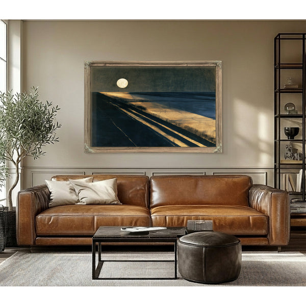 Moonlit Beach With Long Diagonal Shadows by Bella Frye