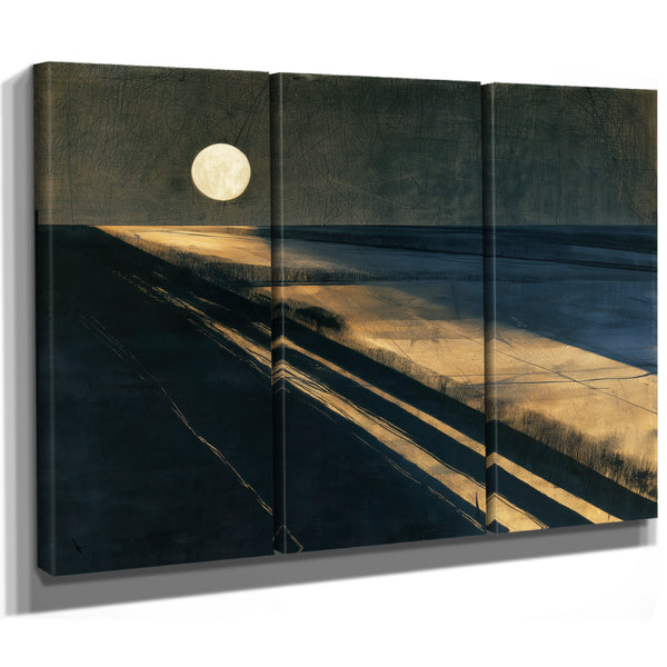 Moonlit Beach With Long Diagonal Shadows by Bella Frye