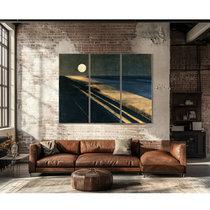 Moonlit Beach With Long Diagonal Shadows by Bella Frye