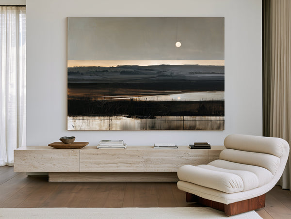 Moonlit Marshland With Rolling Hills At Dusk by Bella Frye