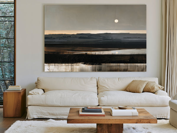 Moonlit Marshland With Rolling Hills At Dusk by Bella Frye
