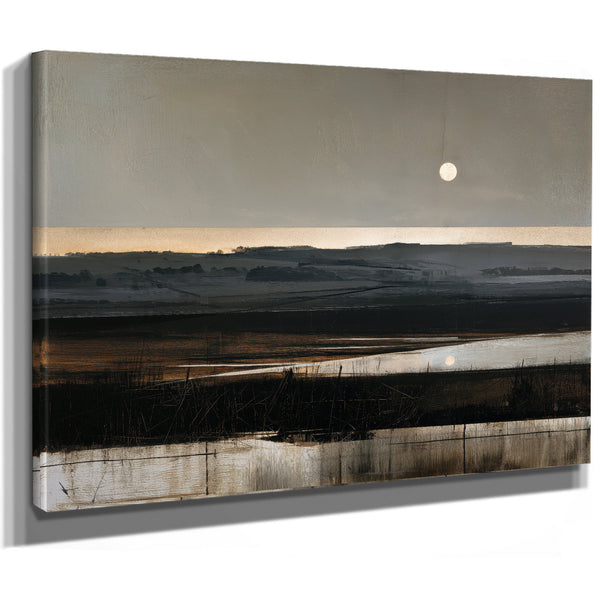 Moonlit Marshland With Rolling Hills At Dusk by Bella Frye