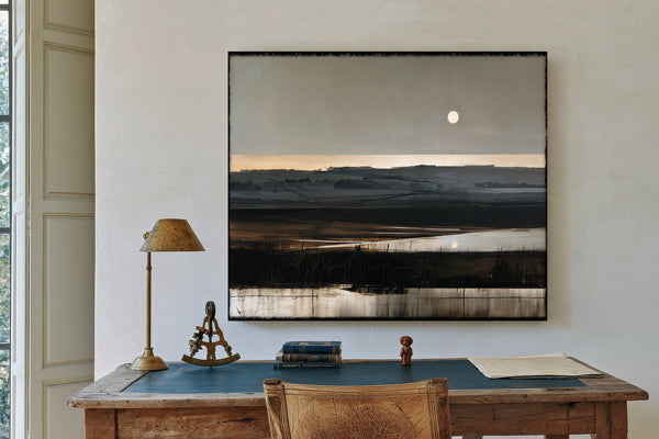 Moonlit Marshland With Rolling Hills At Dusk by Bella Frye