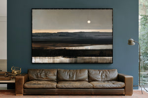 Moonlit Marshland With Rolling Hills At Dusk by Bella Frye