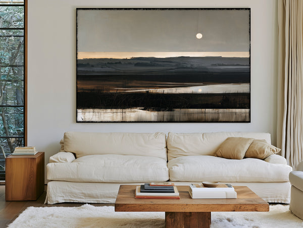 Moonlit Marshland With Rolling Hills At Dusk by Bella Frye