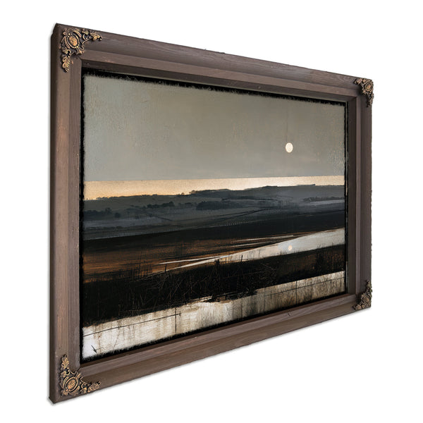 Moonlit Marshland With Rolling Hills At Dusk by Bella Frye
