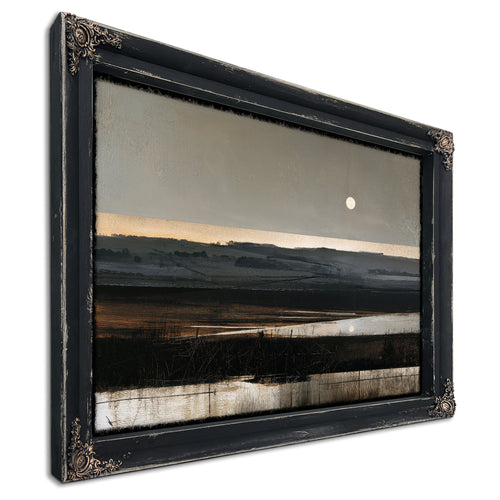 Moonlit Marshland With Rolling Hills At Dusk by Bella Frye