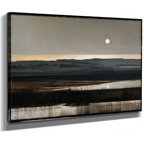 Moonlit Marshland With Rolling Hills At Dusk by Bella Frye