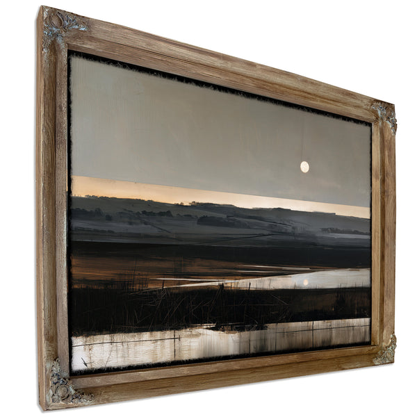 Moonlit Marshland With Rolling Hills At Dusk by Bella Frye